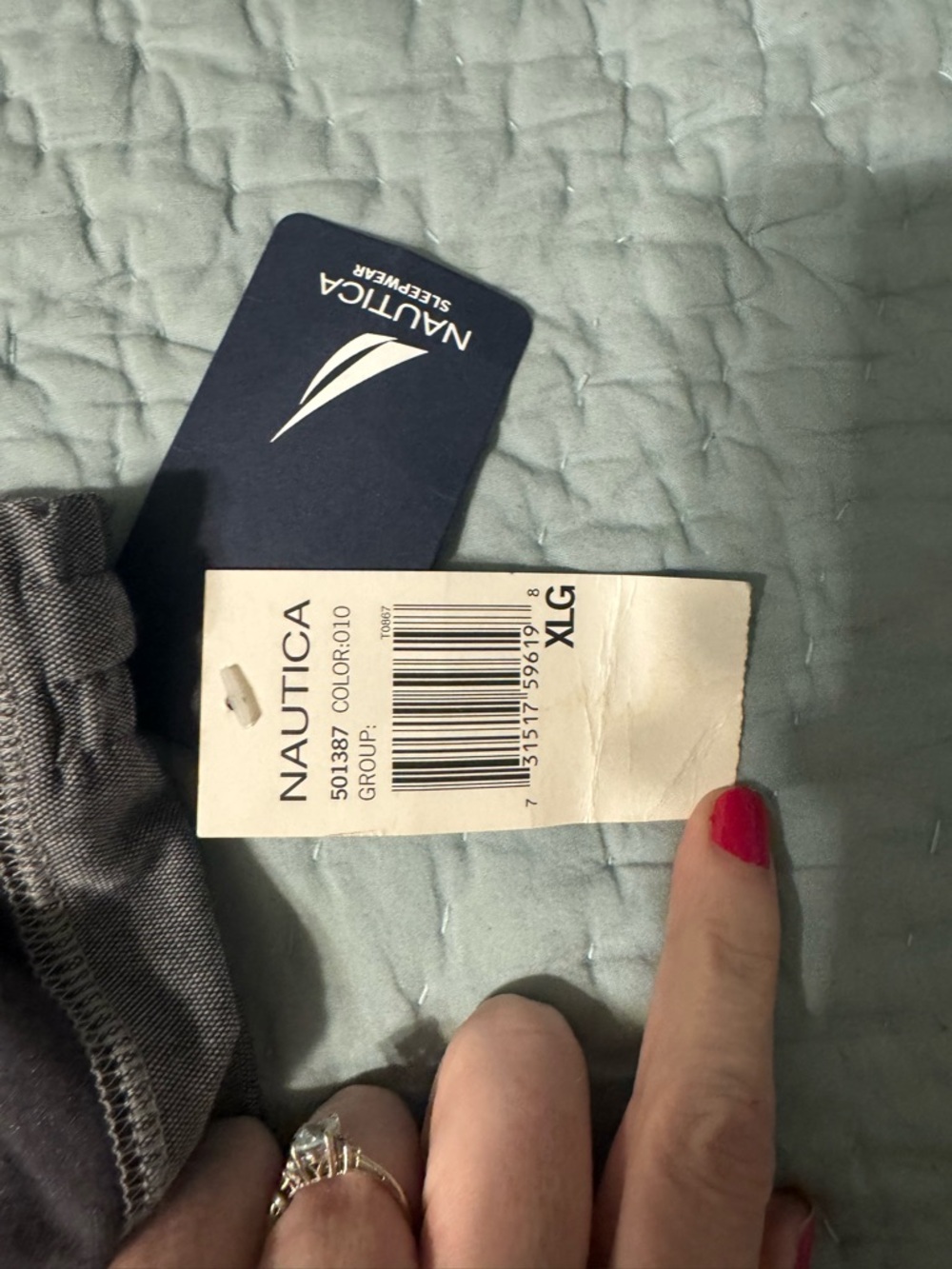 NWT Nautica Dark Gray Sleepwear with Light Gray Side Stripes - Picture 2 of 3